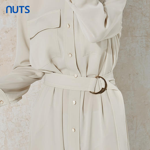 NUTS春秋季新款通勤风气质修身收腰显瘦长袖衬衫连衣裙女231103027B 商品图1