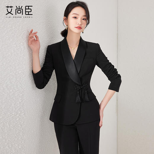 艾尚臣新中式西装套装女春秋时尚气质主持人高端正装女西服职业装 商品图6