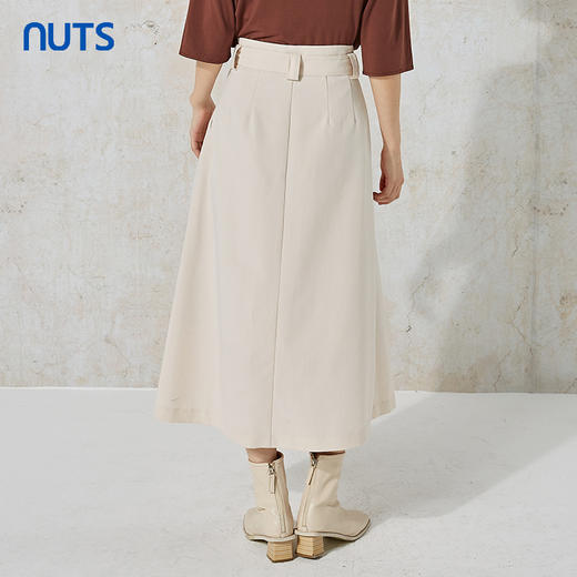 NUTS秋季新款气质通勤时尚纯色设计感半身长裙女231063004B 商品图0
