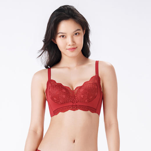 都市丽人内衣聚拢升杯常规文胸蕾丝中厚文胸3/4杯三排扣无钢圈YBT5D3 商品图1