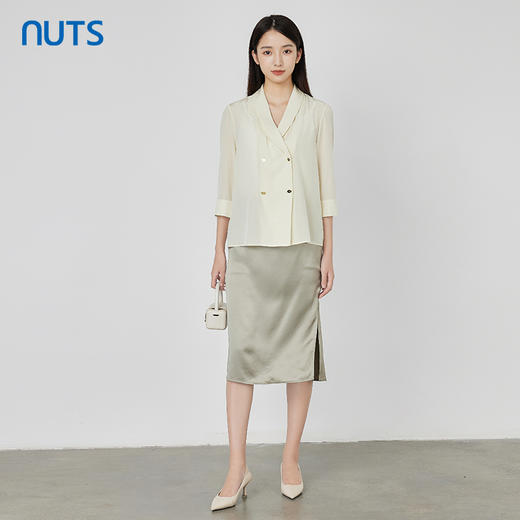 NUTS秋季新款气质通勤风100%桑蚕丝西装外套女231048113B 商品图1
