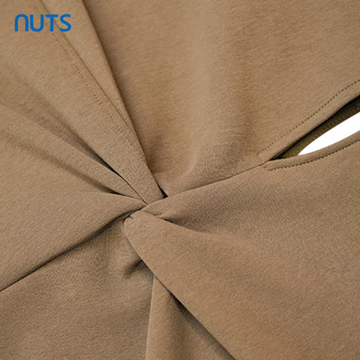 NUTS夏季显瘦纯色中长小众性感露腰短袖连衣长裙女428103535 商品图3