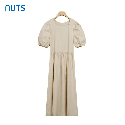 NUTS法式方领泡泡袖连衣裙女夏新款气质修身显瘦裙子221101232 商品图0