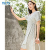 NUTS夏季新款时尚仙气风绿色碎花连衣裙女428101518 商品缩略图4