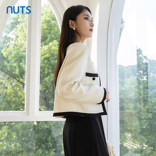 NUTS秋季新款高级感气质通勤小香风时尚撞色短款外套女4340402A1 商品图2
