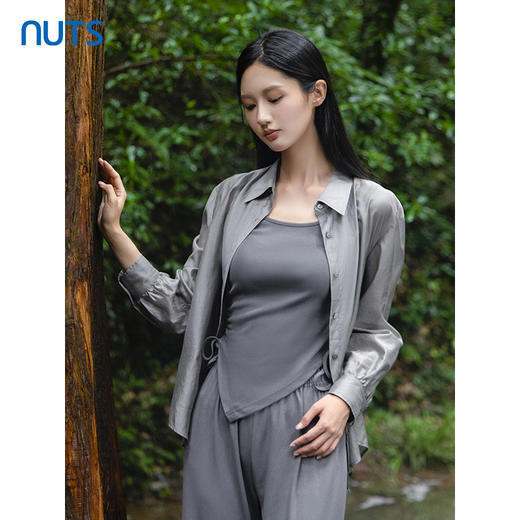 NUTS韩系薄款翻领长袖防晒衬衫女夏季时尚修身显瘦4310104A1 商品图4