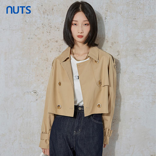 NUTS秋季新款气质街头风休闲百搭宽松显瘦短款风衣外套231047047B 商品图3