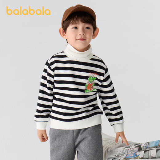 巴拉巴拉男童女童卫衣加绒高领打底上衣秋冬装新款假两件内搭★ 商品图2