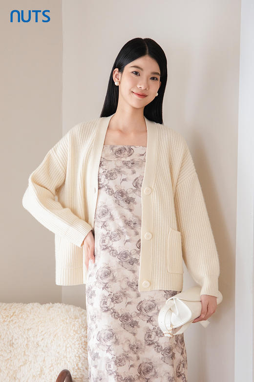 NUTS2023秋季新款气质休闲百搭小香风毛织开衫中外套女4390502A1 商品图5