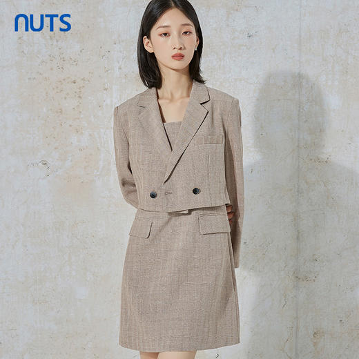 NUTS秋季新款气质通勤风设计感西装长袖连衣裙女两件套231103002B 商品图2