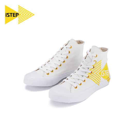 【2026新春专享】iSTEP夏季情侣款高帮帆布鞋大logo小白鞋国潮舒适休闲女鞋（瑕疵品不退不换） 商品图3