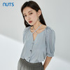 NUTS夏季新款简约气质圆领泡泡袖衬衫女429011367 商品缩略图4