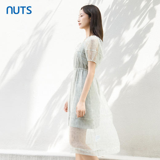 NUTS夏气质显瘦时尚网纱圆领优雅女装连衣裙424101142 商品图4