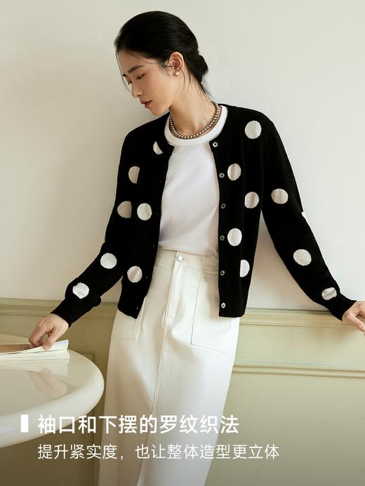 小个子必入经典波点提花羊毛开衫FCE3WSC033 商品图2