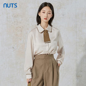 NUTS秋季新款时尚通勤学院风宽松百搭长袖衬衫女231013030B