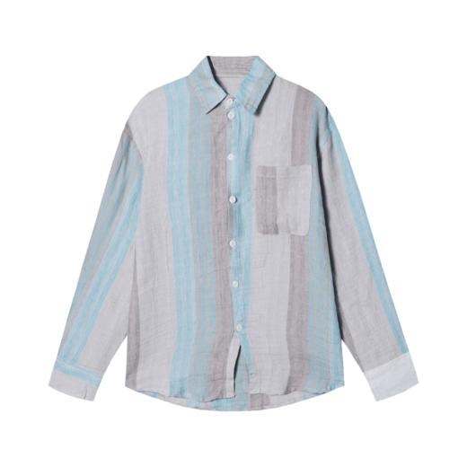 夏季新款针织印染口袋设计男士衬衫潮流百搭休闲长袖宽松复古上衣 商品图1