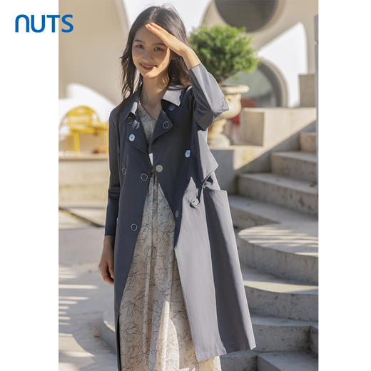 NUTS秋季新款2023高级流行气质宽松长款百搭风衣外套女4380401A1 商品图4