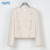 NUTS秋季新款白色设计感高级气质双排扣皮衣短外套女335132320 商品缩略图0