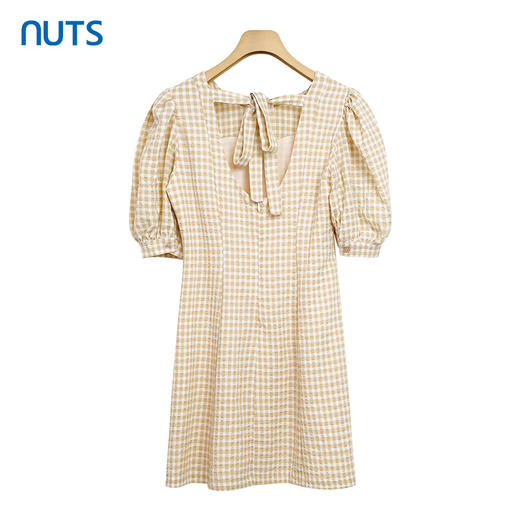 NUTS夏季新款时尚宽松泡泡袖格子连衣裙女221101272 商品图3