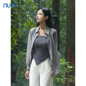 NUTS韩系薄款翻领长袖防晒衬衫女夏季时尚修身显瘦4310104A1
