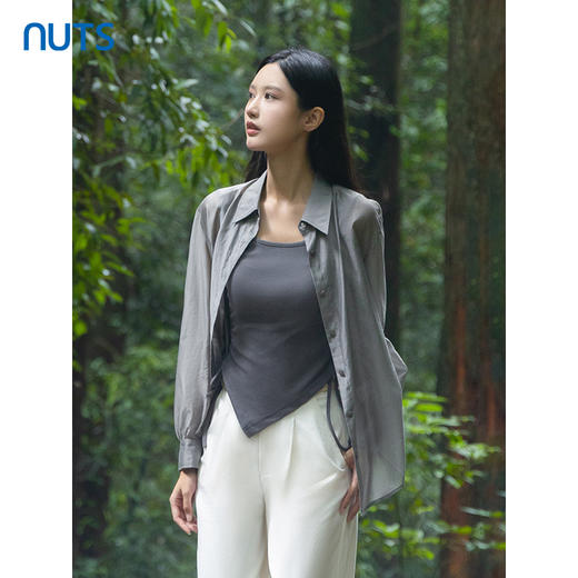 NUTS韩系薄款翻领长袖防晒衬衫女夏季时尚修身显瘦4310104A1 商品图0