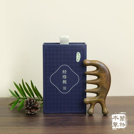 【升级加厚版】万物本草绿檀经络梳 头疗按摩男女刮痧头皮疏通宽齿 仿生手指按摩齿 商品图0