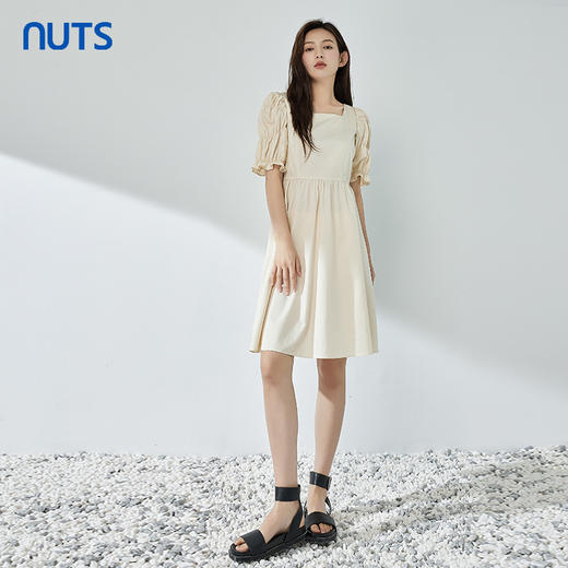 NUTS法式小飞袖连衣裙女夏温柔风收腰显瘦中长款429101371 商品图1