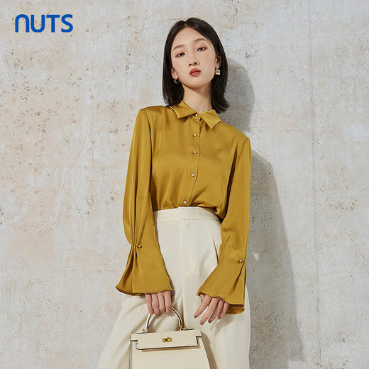 NUTS春秋季新款时尚气质通勤风宽松显瘦长袖衬衫女231013023B 商品图3
