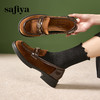 Safiya/索菲娅2024秋学院风复古丝绒玫瑰扣百搭圆头低跟乐福鞋 SF43112150 商品缩略图3