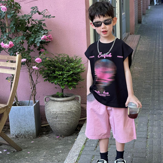 【男童时尚百搭氛围感套装】2024夏季新款韩版儿童洋气上衣短裤潮 商品图3