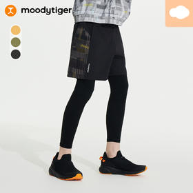 【24年秋新】moodytiger24秋新男童紧身透气速干假两件运动长裤43111502