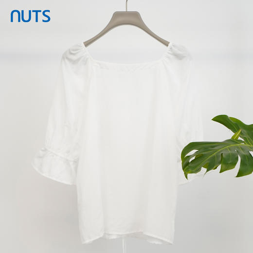 NUTS商场同款白色简约休闲中袖套头衫女121012017A 商品图2