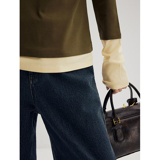 棉仓356601007-假两件撞色小众时髦合体T叠穿感长袖T 商品图2