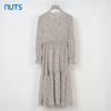 NUTS秋季新款复古赫本风碎花圆领蝴蝶结长袖连衣裙女331103348 商品缩略图1