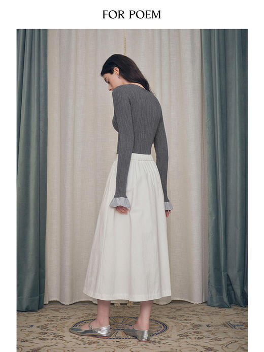 ForPoem 现货 24/FW原创设计正反两穿立体花装饰长裙半身裙伞裙 商品图4