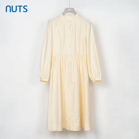 NUTS秋季新款杏色法式文艺宽松气质高腰显瘦长袖连衣裙333101166A