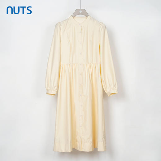 NUTS秋季新款杏色法式文艺宽松气质高腰显瘦长袖连衣裙333101166A 商品图0