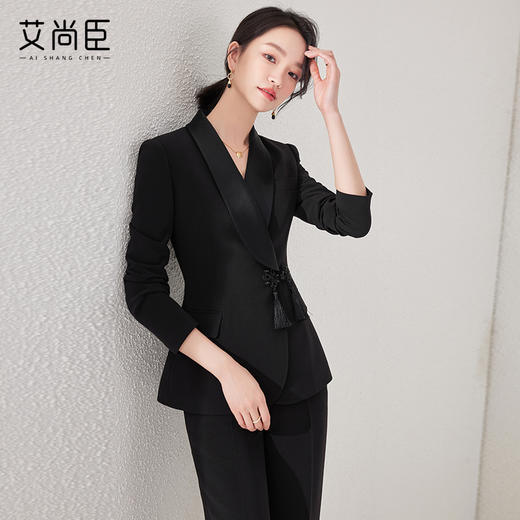 艾尚臣新中式西装套装女春秋时尚气质主持人高端正装女西服职业装 商品图5
