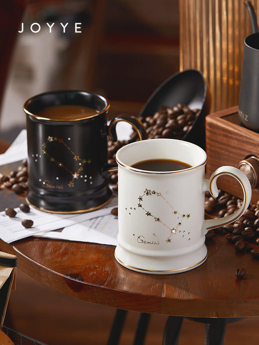 JOYYE星辰幻境-情侣十二星座咖啡杯高颜值水杯子男女陶瓷马克杯带盖勺礼盒 商品图1