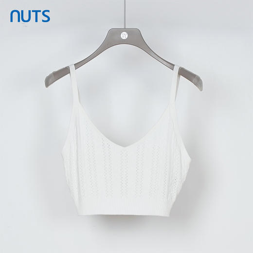 NUTS秋季新款白色V领镂空设计感气质短款吊带背心内搭女231051099 商品图0