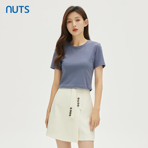 NUTS秋季新款时尚气质简约高级感修身显瘦短袖T恤女332021232 商品图1