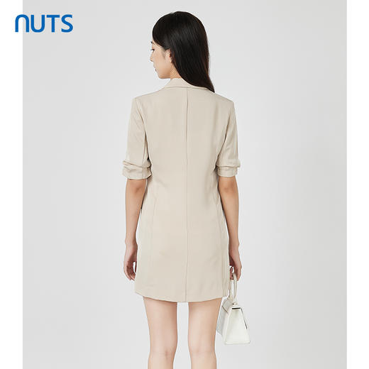 NUTS春秋季新款时尚通勤风西装款式设计感中袖连衣裙女231102001B 商品图4
