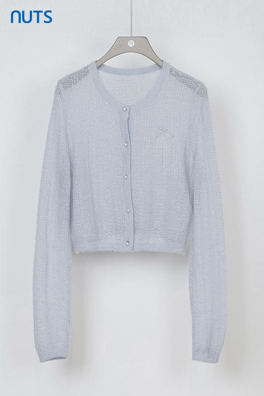 NUTS秋季新款纯色百搭薄款百搭长袖针织开衫短外套女334052309 商品图5