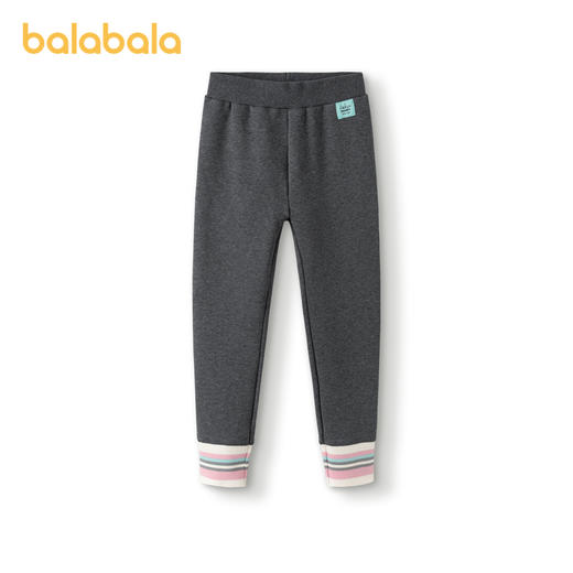 巴拉巴拉童装裤子女童秋冬装中大童加绒长裤儿童打底裤彩条罗纹潮 商品图4