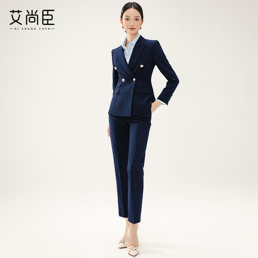藏青色西装套装女2024新款酒店经理珠宝店前台工装职业气质工作服 商品图5