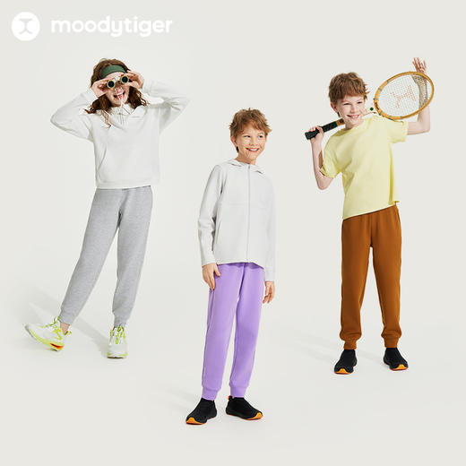【24年秋新】moodytiger24秋新男女童针织长裤高弹百搭透气户外运动裤柔顺43511301 商品图4