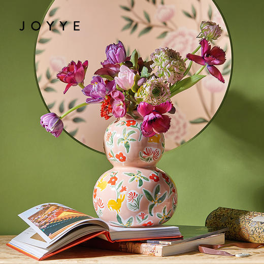 JOYYE瑞兽纳福-故宫文化新中式陶瓷葫芦花器客厅插花摆件高档送礼花瓶礼盒 商品图4