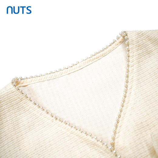 NUTS法式花边v领衬衫女夏季甜美泡泡袖百搭雪纺上衣429042318 商品图2