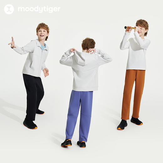【24年秋新】moodytiger24秋新男童针织长裤弹力透气百搭户外运动裤柔顺43111303 商品图4