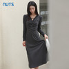 NUTS2023秋季新款V领泡泡袖连衣裙女高级感褶皱显身材4351001A1 商品缩略图0